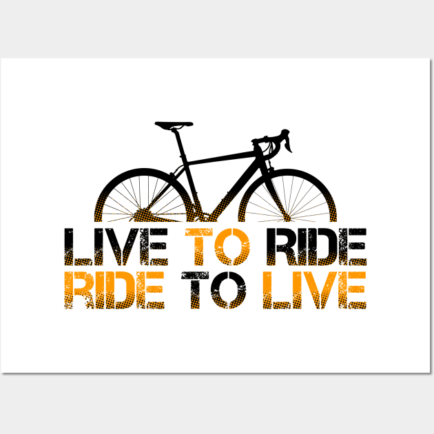 Orange Route Bike, Live To Ride, Ride to Live Wall Art by Drumsartco